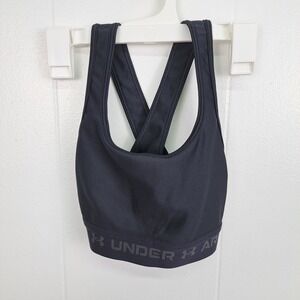 Under Armour XS Sports Bra Compression Black Criss Cross Back‎ Logo Band